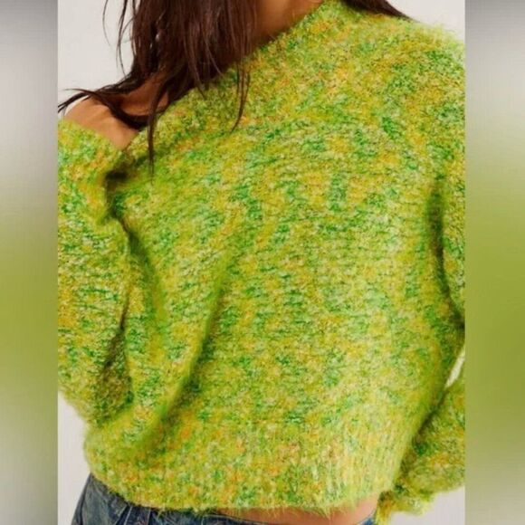 Free People NWT Stardust Pullover Sweater in Lemon Lime Combo XS - Picture 1 of 5